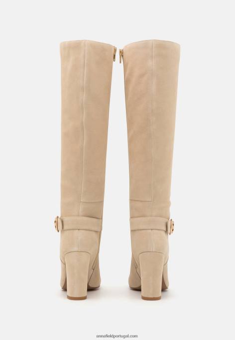 mulheres bota salto alto couro bege F4BZ0D2258 Anna Field