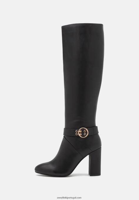 mulheres bota salto alto couro preta F4BZ0D2257 Anna Field