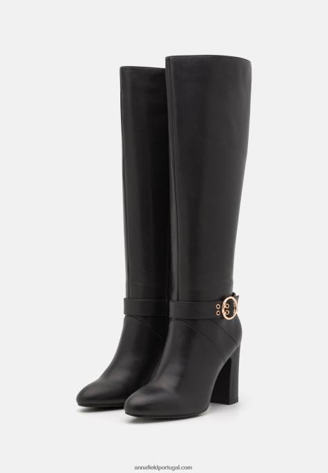 mulheres bota salto alto couro preta F4BZ0D2257 Anna Field