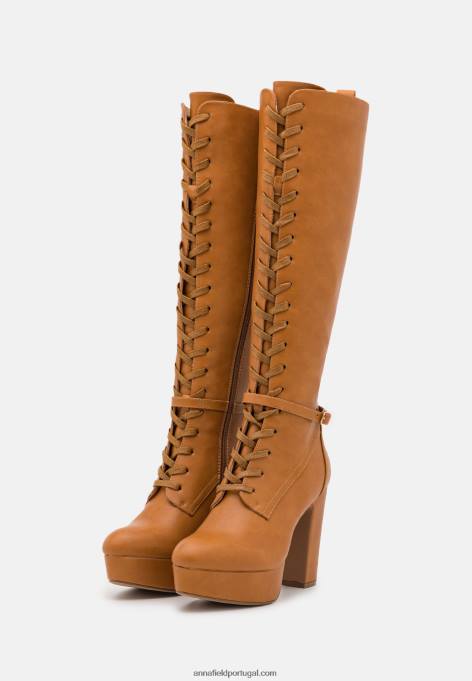 mulheres botas de amarrar conhaque F4BZ0D2221 Anna Field
