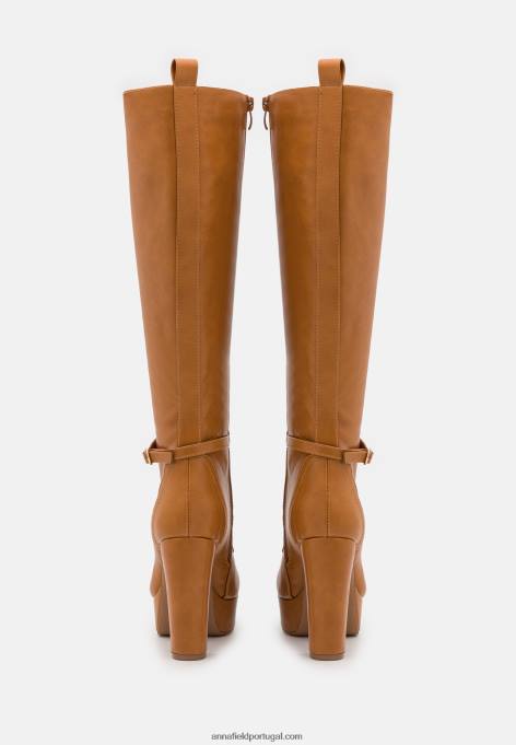 mulheres botas de amarrar conhaque F4BZ0D2221 Anna Field