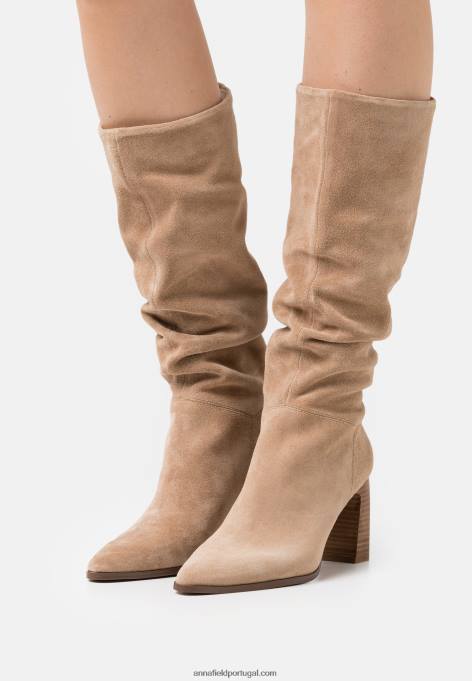 mulheres botas de couro bege F4BZ0D2201 Anna Field