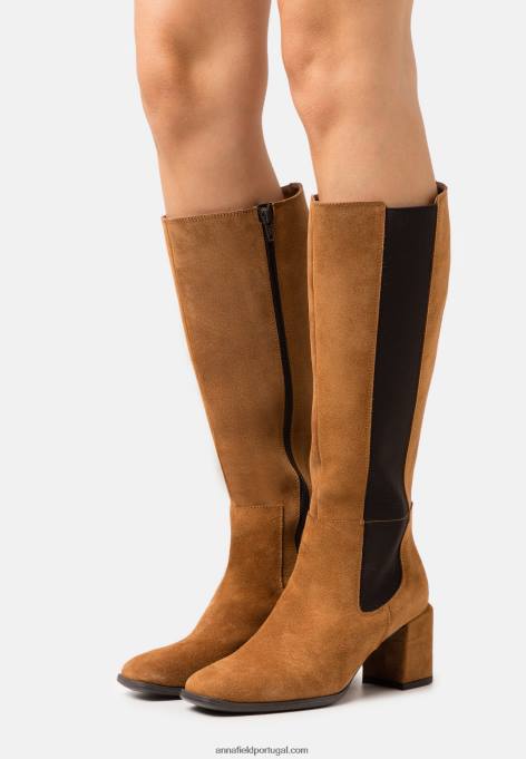 mulheres botas de couro conhaque F4BZ0D2199 Anna Field