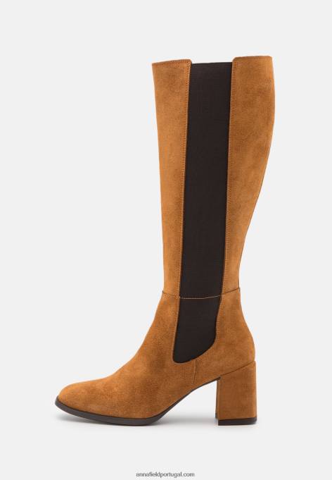 mulheres botas de couro conhaque F4BZ0D2199 Anna Field