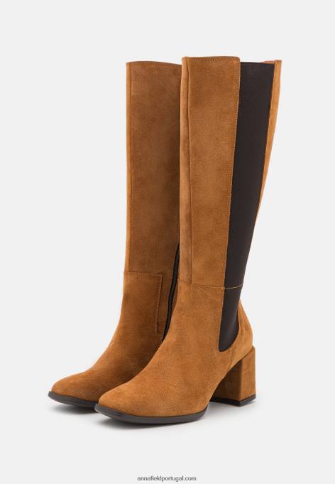 mulheres botas de couro conhaque F4BZ0D2199 Anna Field