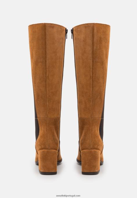 mulheres botas de couro conhaque F4BZ0D2199 Anna Field