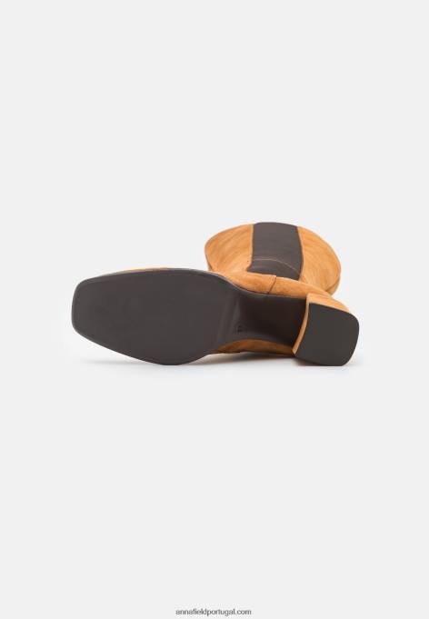 mulheres botas de couro conhaque F4BZ0D2199 Anna Field