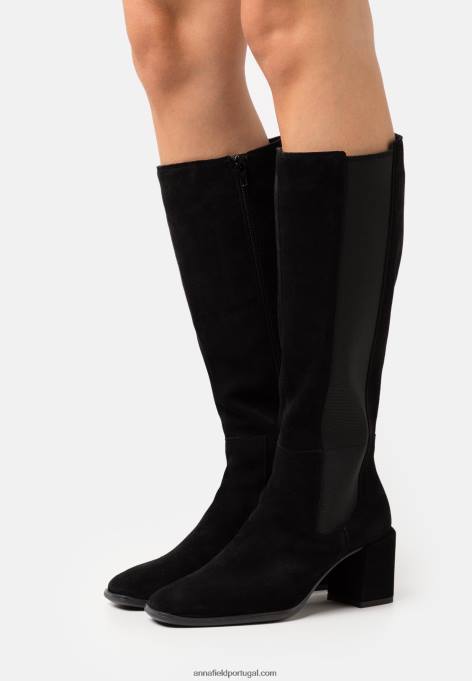 mulheres botas de couro preto F4BZ0D2200 Anna Field