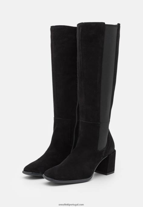 mulheres botas de couro preto F4BZ0D2200 Anna Field