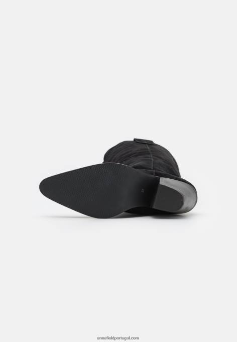 mulheres botas de cowboy/biker de couro preto F4BZ0D2225 Anna Field