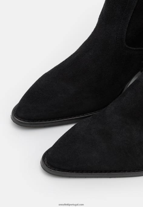 mulheres botas de cowboy/biker de couro preto F4BZ0D2225 Anna Field