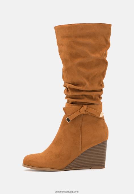 mulheres botas de cunha conhaque F4BZ0D2252 Anna Field