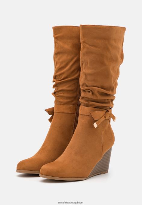mulheres botas de cunha conhaque F4BZ0D2252 Anna Field