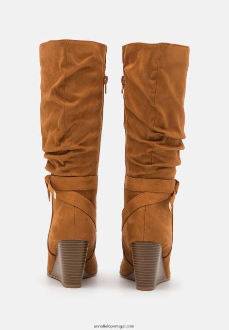 mulheres botas de cunha conhaque F4BZ0D2252 Anna Field