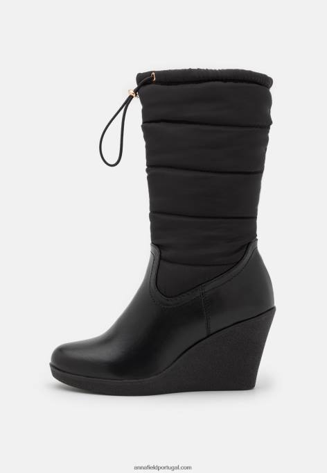 mulheres botas de cunha de inverno pretas F4BZ0D2253 Anna Field