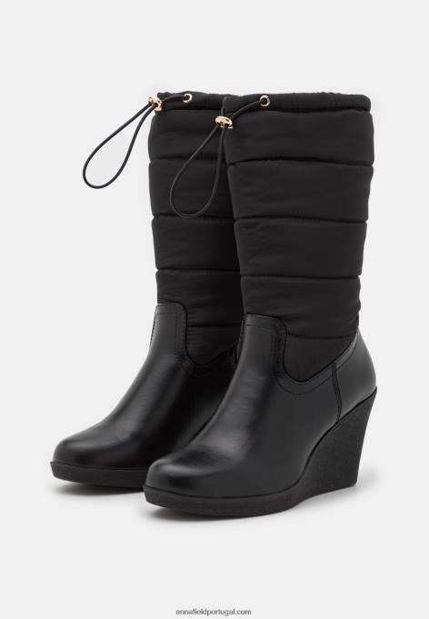 mulheres botas de cunha de inverno pretas F4BZ0D2253 Anna Field