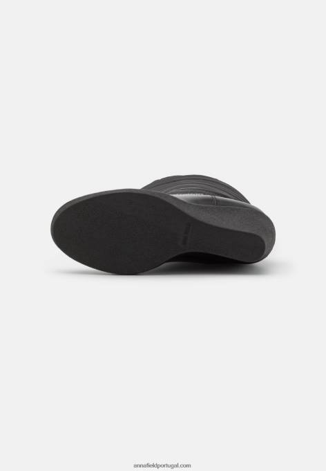 mulheres botas de cunha de inverno pretas F4BZ0D2253 Anna Field