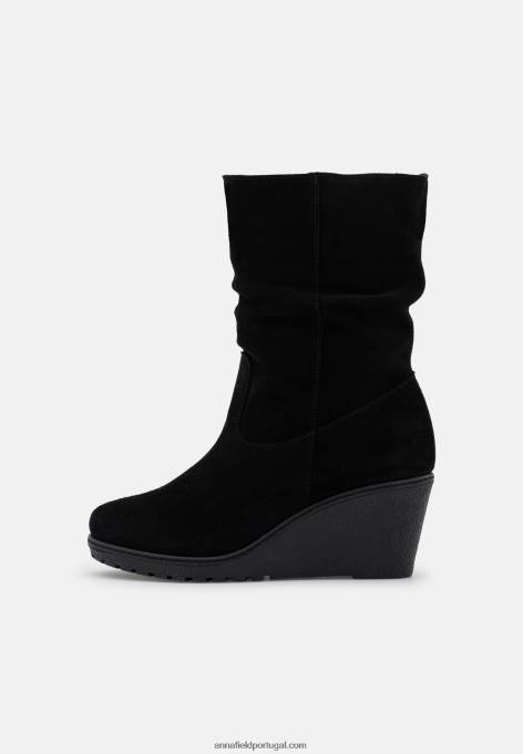 mulheres botas de inverno de couro preto F4BZ0D2219 Anna Field