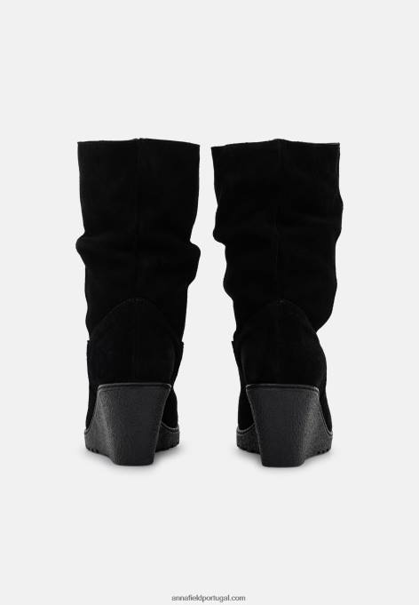 mulheres botas de inverno de couro preto F4BZ0D2219 Anna Field