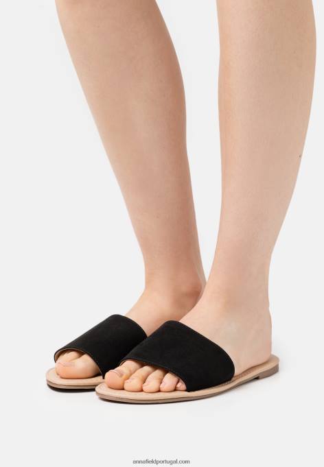mulheres 2 pack mules preto/conhaque F4BZ0D1863 Anna Field