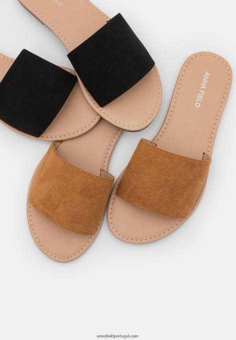 mulheres 2 pack mules preto/conhaque F4BZ0D1863 Anna Field
