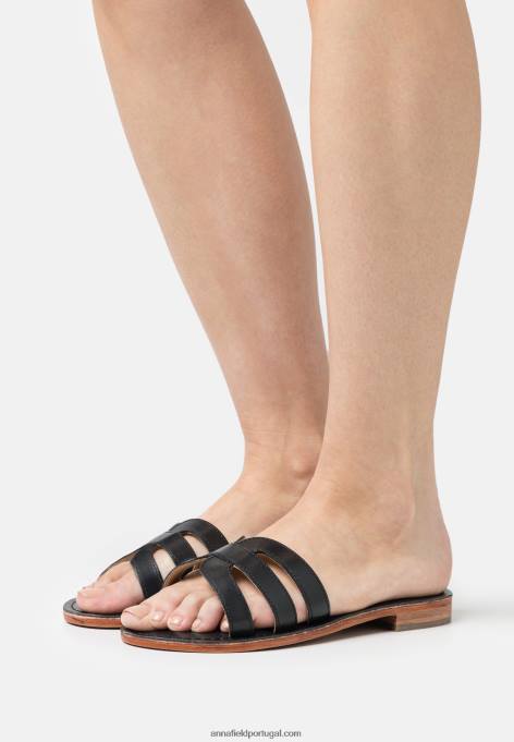 mulheres mule de couro preto F4BZ0D1879 Anna Field