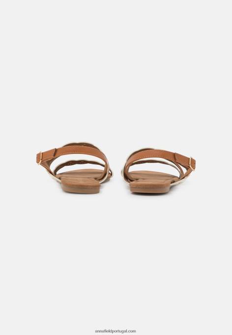 mulheres sandália branca/conhaque F4BZ0D1308 Anna Field