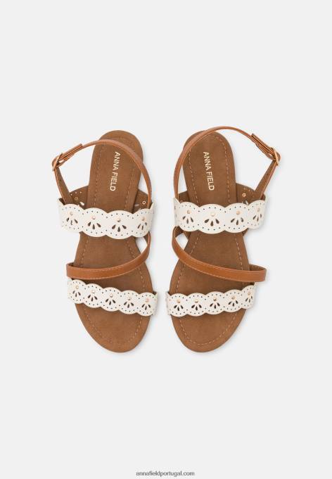 mulheres sandália branca/conhaque F4BZ0D1308 Anna Field