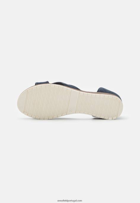 mulheres sandália de couro azul escuro F4BZ0D1340 Anna Field