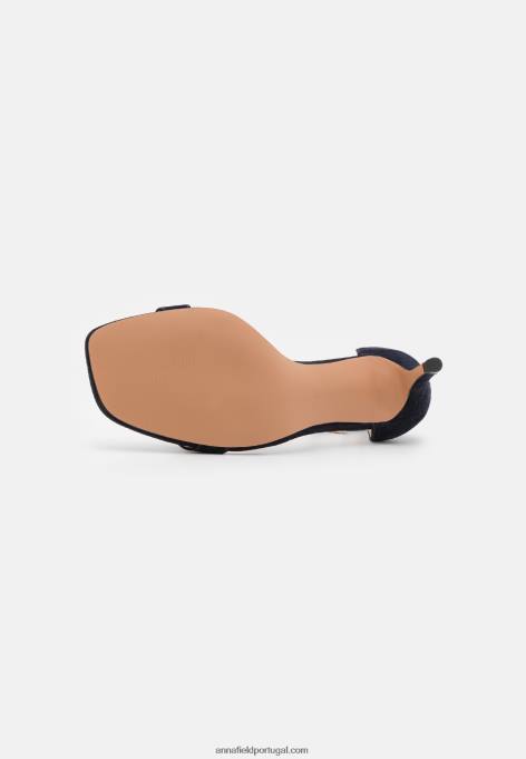 mulheres sandália de couro azul escuro F4BZ0D1395 Anna Field