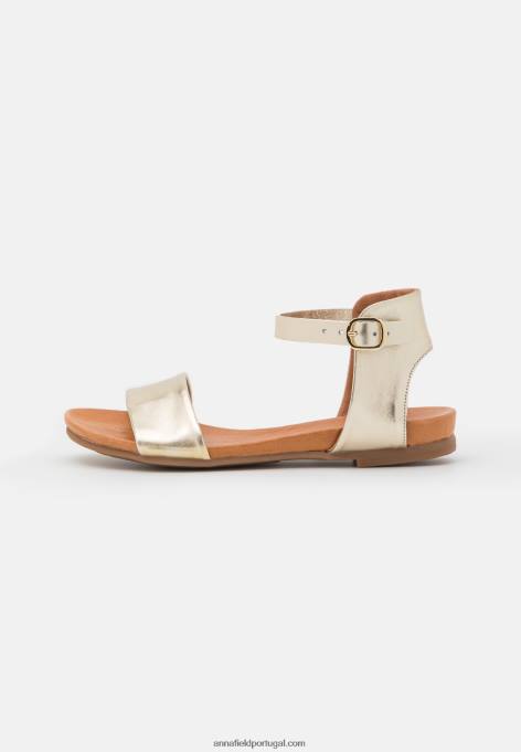 mulheres sandália de couro dourada F4BZ0D1371 Anna Field