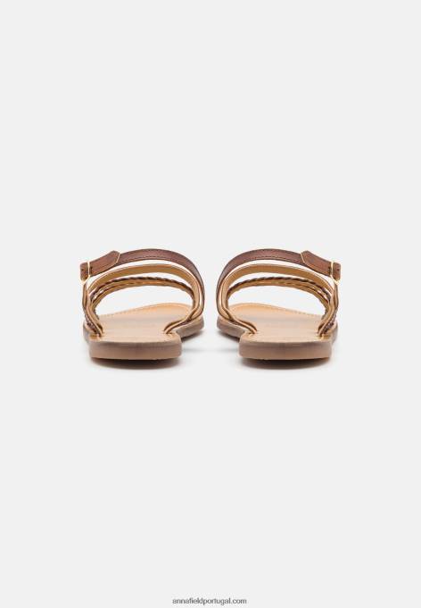 mulheres sandália de couro marrom F4BZ0D1401 Anna Field