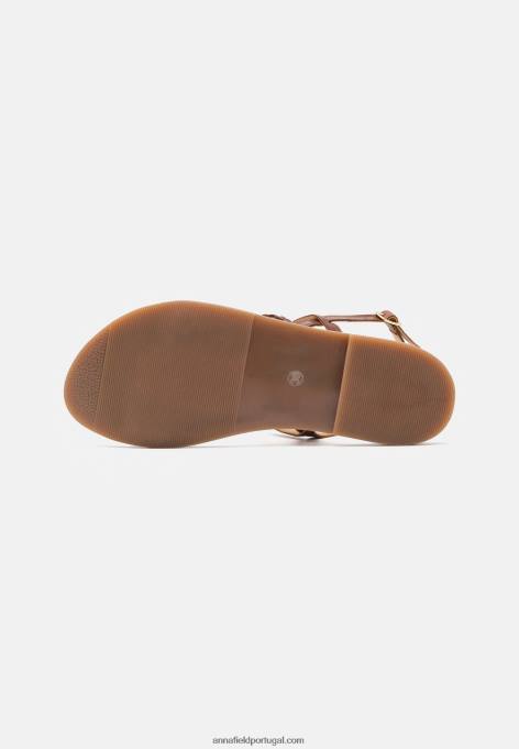 mulheres sandália de couro marrom F4BZ0D1401 Anna Field