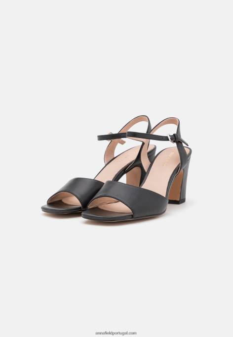 mulheres sandália de couro preta F4BZ0D1369 Anna Field