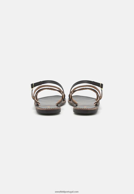 mulheres sandália de couro preta F4BZ0D1379 Anna Field