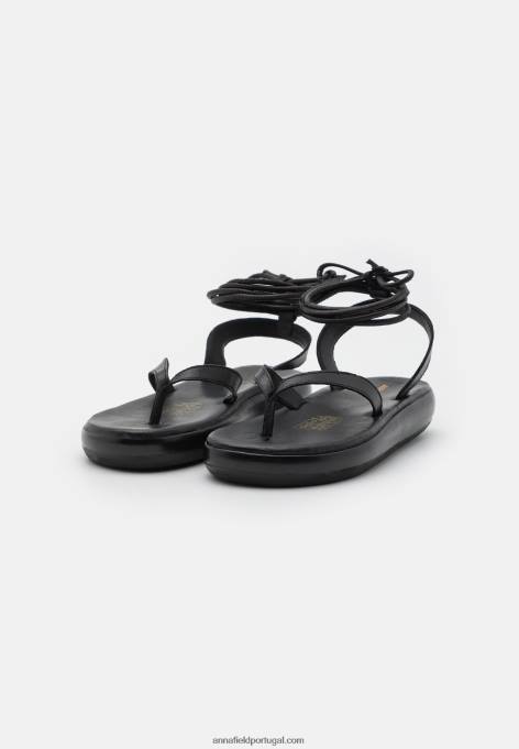 mulheres sandália de couro preta F4BZ0D1386 Anna Field
