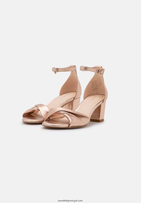 mulheres sandália de couro rosa dourada F4BZ0D1310 Anna Field