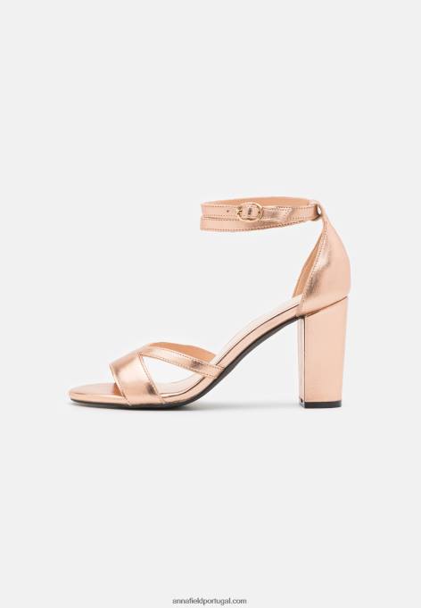 mulheres sandália de couro rosa dourada F4BZ0D1392 Anna Field