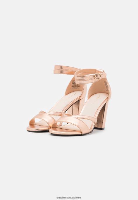 mulheres sandália de couro rosa dourada F4BZ0D1392 Anna Field