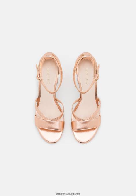 mulheres sandália de couro rosa dourada F4BZ0D1392 Anna Field