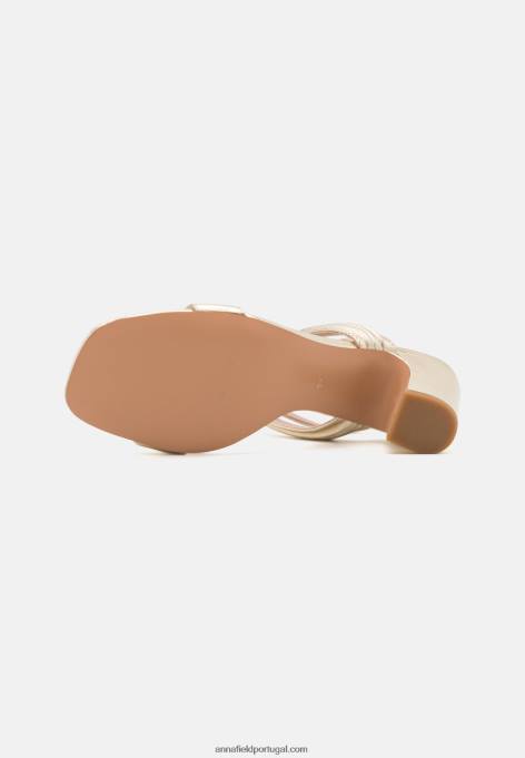 mulheres sandália de salto alto em couro dourada F4BZ0D1372 Anna Field