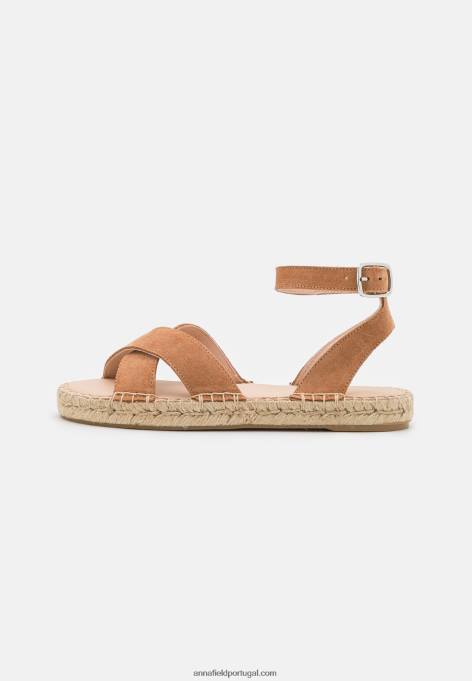 mulheres sandália plataforma couro conhaque F4BZ0D1560 Anna Field