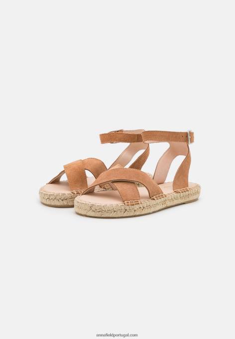 mulheres sandália plataforma couro conhaque F4BZ0D1560 Anna Field