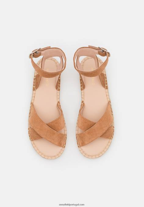 mulheres sandália plataforma couro conhaque F4BZ0D1560 Anna Field