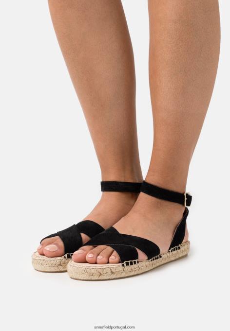 mulheres sandália plataforma couro preta F4BZ0D1579 Anna Field