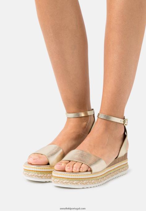 mulheres sandália plataforma dourada F4BZ0D1464 Anna Field