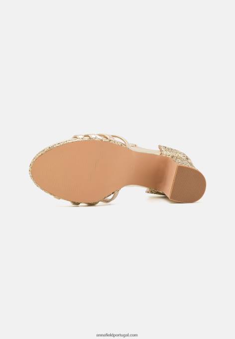 mulheres sandália plataforma dourada F4BZ0D1555 Anna Field