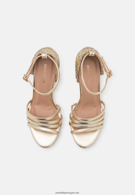 mulheres sandália plataforma dourada F4BZ0D1555 Anna Field