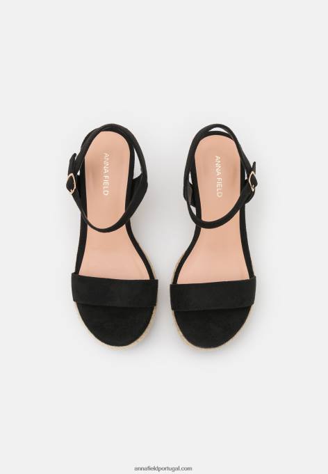 mulheres sandália plataforma preta F4BZ0D1455 Anna Field