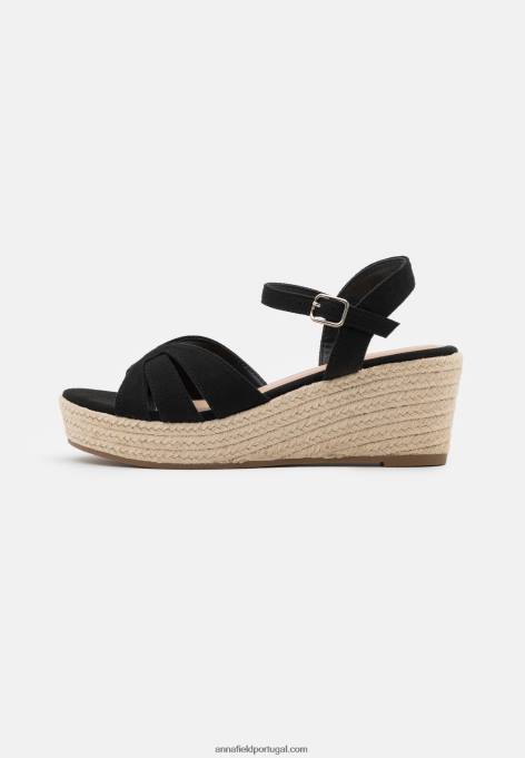 mulheres sandália plataforma preta F4BZ0D1460 Anna Field